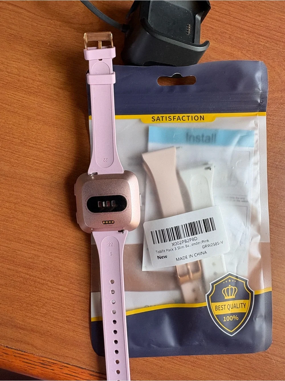 fitbit Pink Smartwatch with Extra Light Pink Band